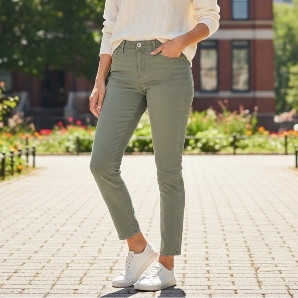 Gap Pants Women's Size 18/34 Skinny Denim High Rise Cotton Stretch Green Minimal